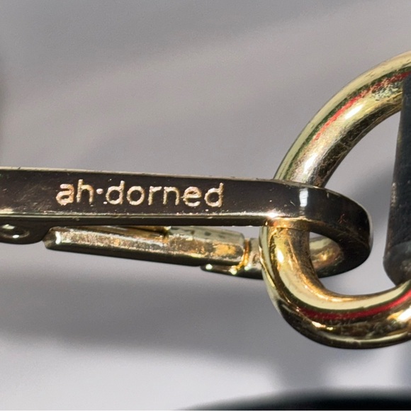 AH-DORNED New York Black Crossbody Bag w/Red, Green, Black Striped Strap - Picture 3 of 6